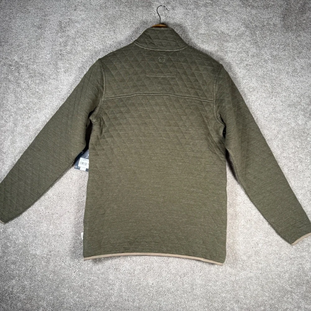 NWT Magellan Outdoors Men's Small Quilted Snap Neck Pullover Green Classic Fit
